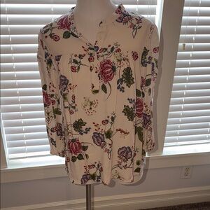 LOFT Floral Blouse - Cream and Multicolor